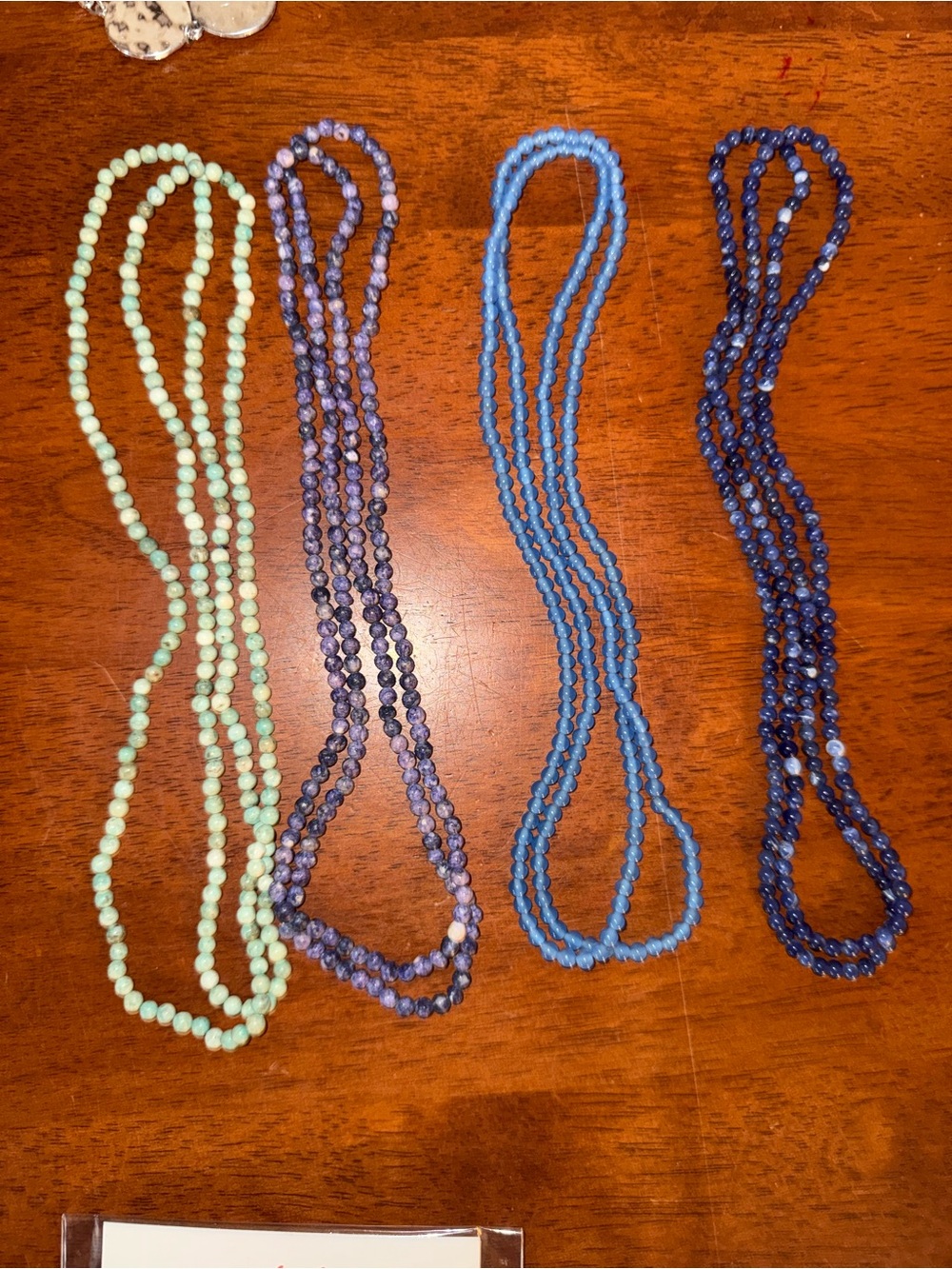 Beaded Multi-Color Women’s Necklace Set - Mint, Lavender, Sky Blue, Navy